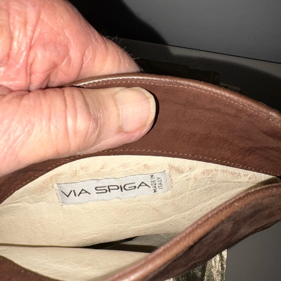 Via Spiga Italian Brown Leather & Suede Top Boots w/Silver Accents. Size 7 1/2. - Picture 4 of 5